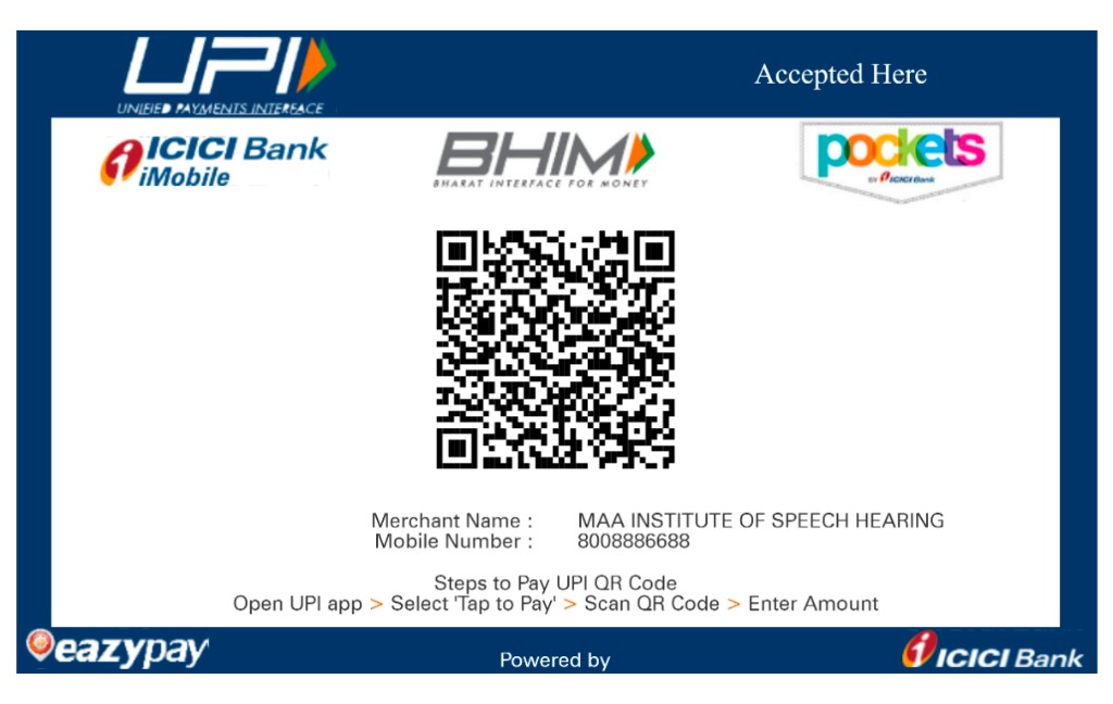 UPI Scan & Pay — MAA Institute of Speech Hearing, 8008886688
